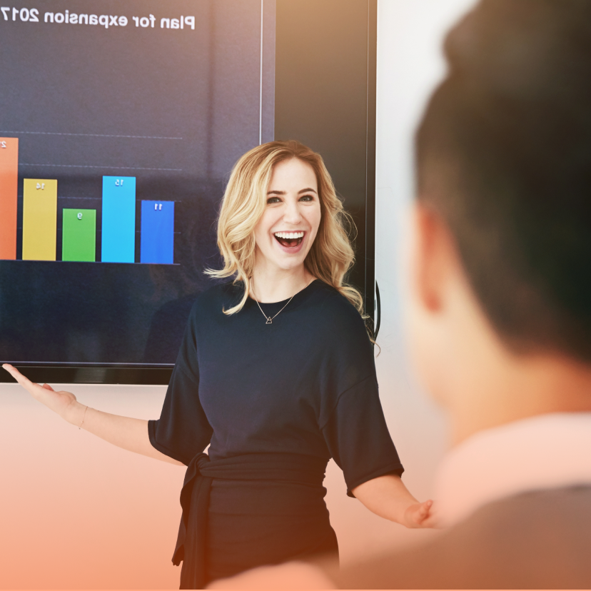 Woman giving presentation