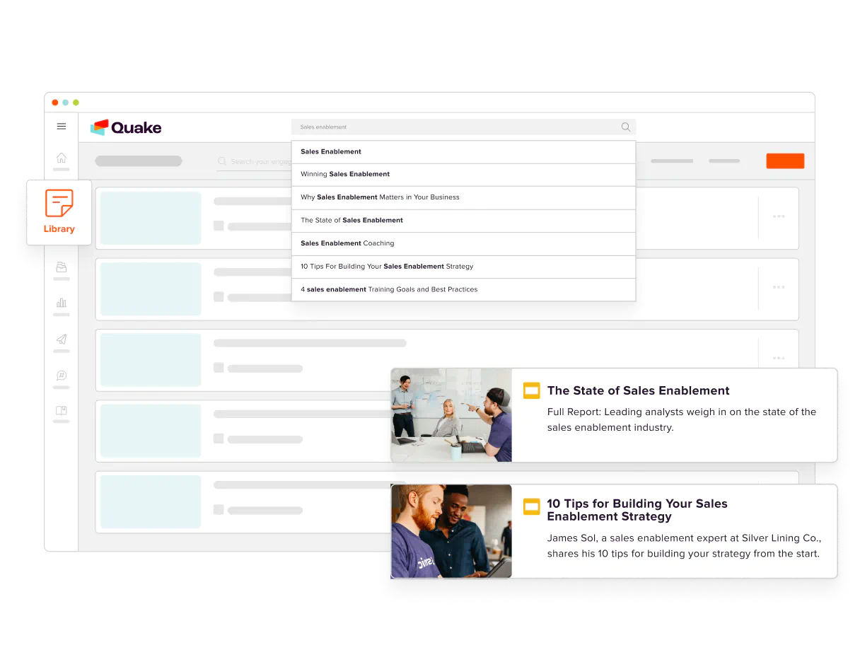 A screenshot of sales enablement content management interface.